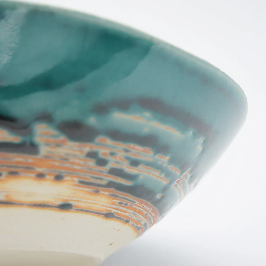 Bread & Rice Glossy Glaze Large Bowl - Turkish Blue - Image 3