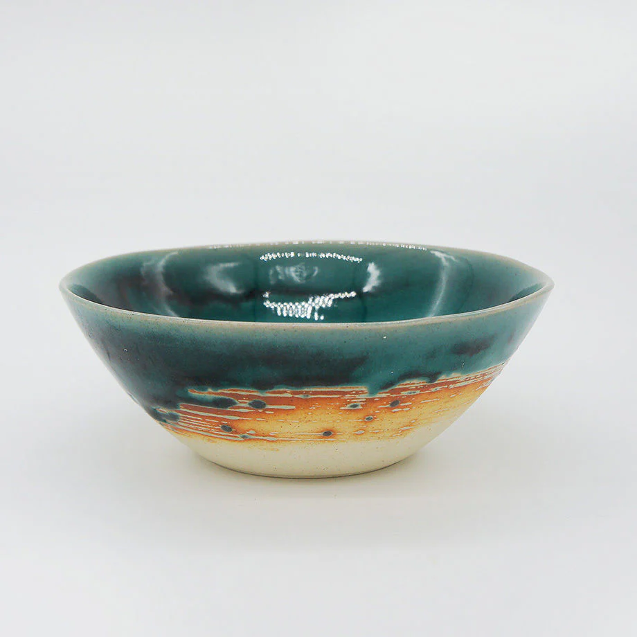 Bread & Rice Glossy Glaze Medium Bowl - Turkish Blue - Image 2