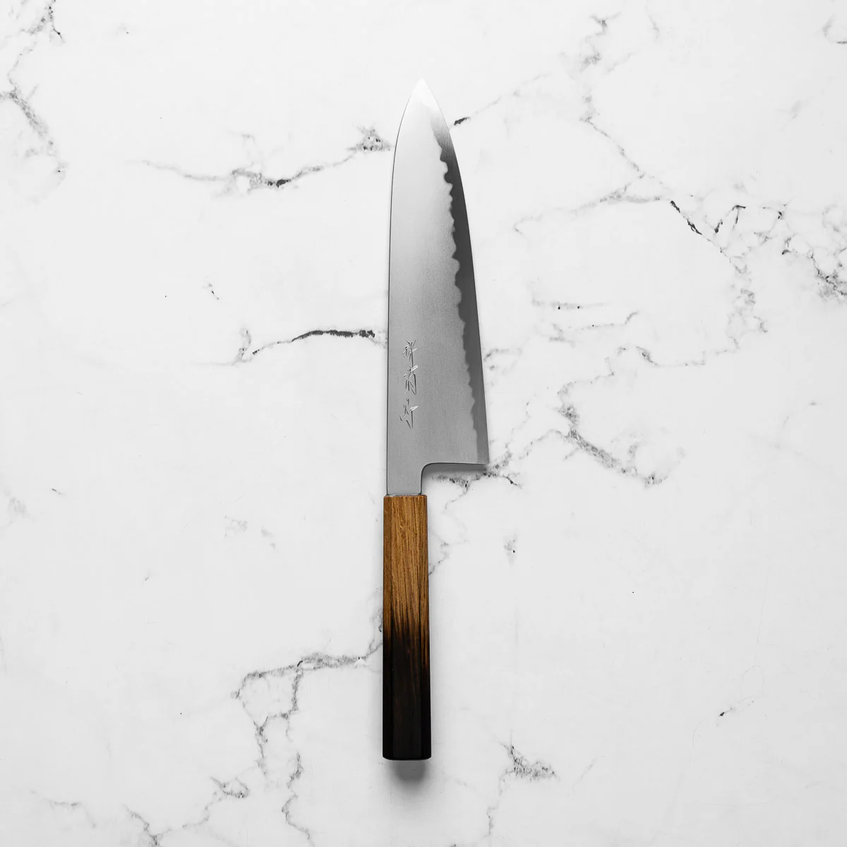 Chef's Edge x Sakai Kikumori Blue 2 Gyuto 225mm - Burnt Oak - Image 3