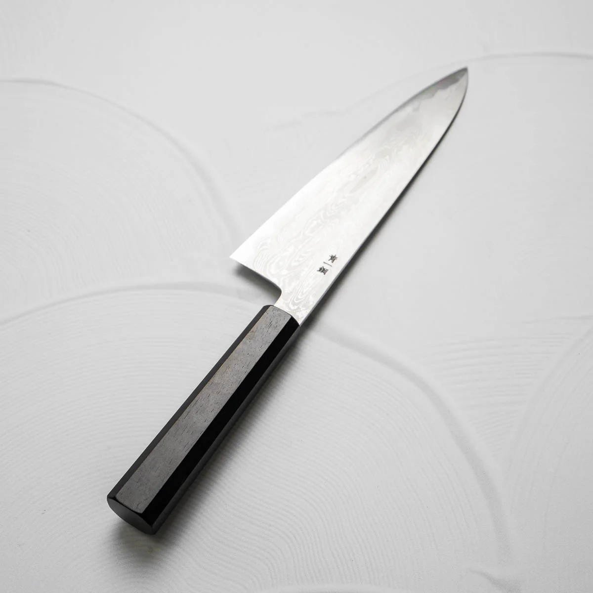 Nakagawa Blue 1 Tall Damascus Gyuto 210mm - Ebony - Image 3