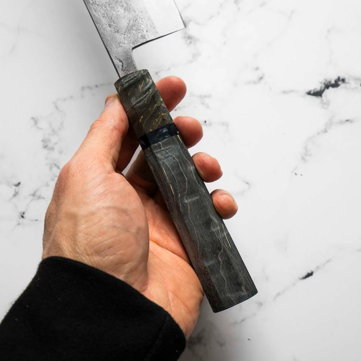 Teruyasu Fujiwara White 2 Nashiji Gyuto 210mm - Dark Maple - Image 9