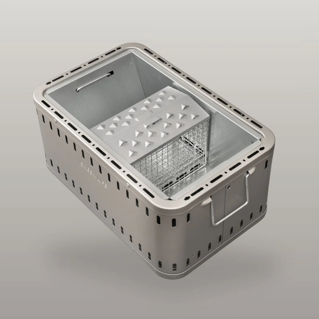 Green Life Tabletop BBQ Grill Double Walled - Light Grey - Image 2