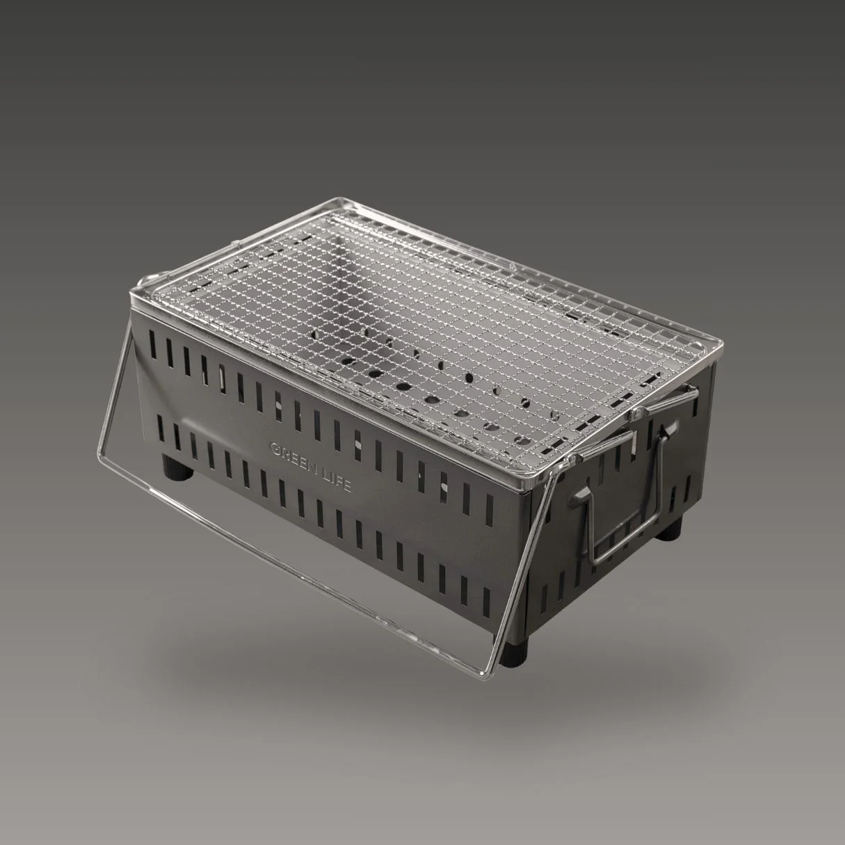 Green Life - Tabletop BBQ Grill Double Walled Liftable Grill - Grey - Image 2