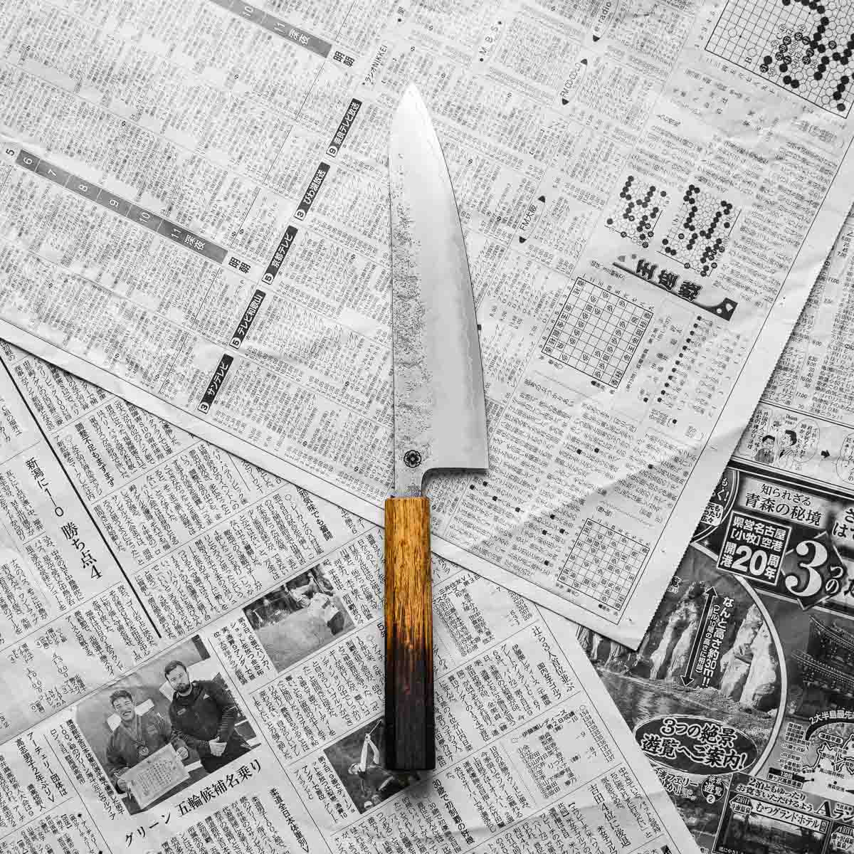Hajimaru Ginsan Nashiji Gyuto 210mm - Burnt Oak - Image 3