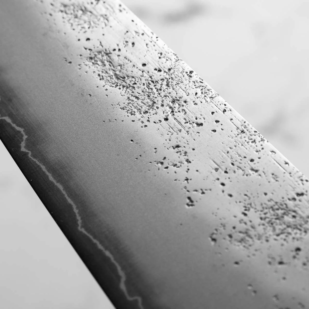 Hajimaru Ginsan Nashiji Kiritsuke Gyuto 205mm - Mono Ebony - Image 6