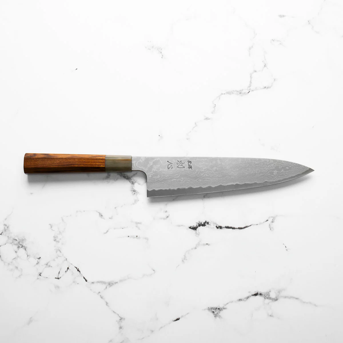 Hatsukokoro Blue 1 Damascus Gyuto 210mm - Image 3