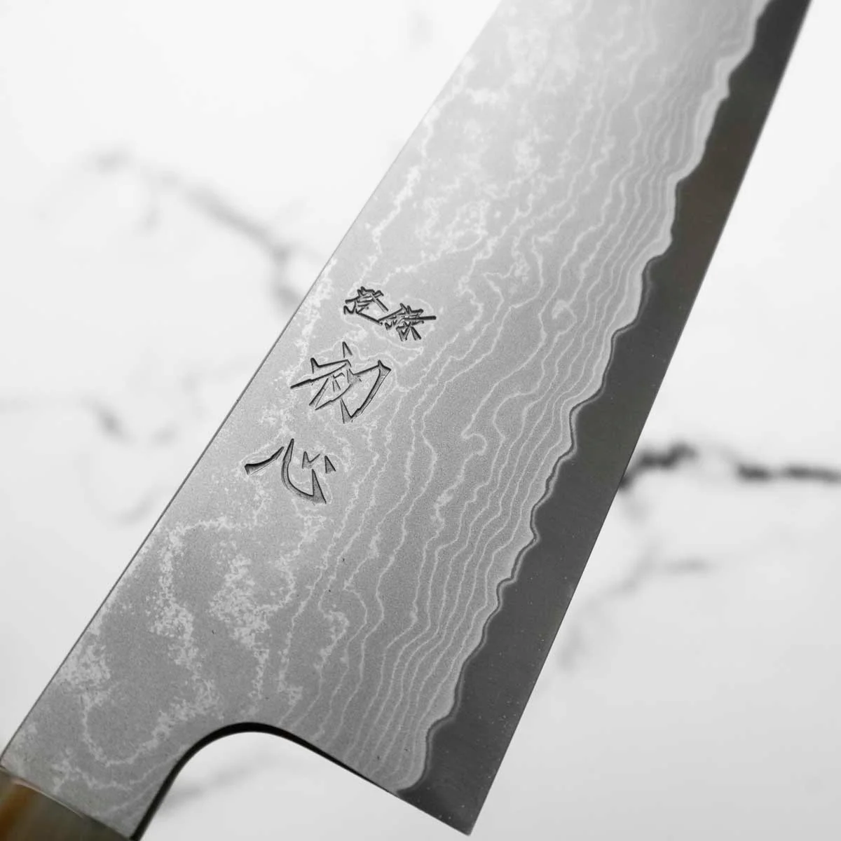 Hatsukokoro Blue 1 Damascus Gyuto 210mm - Image 6
