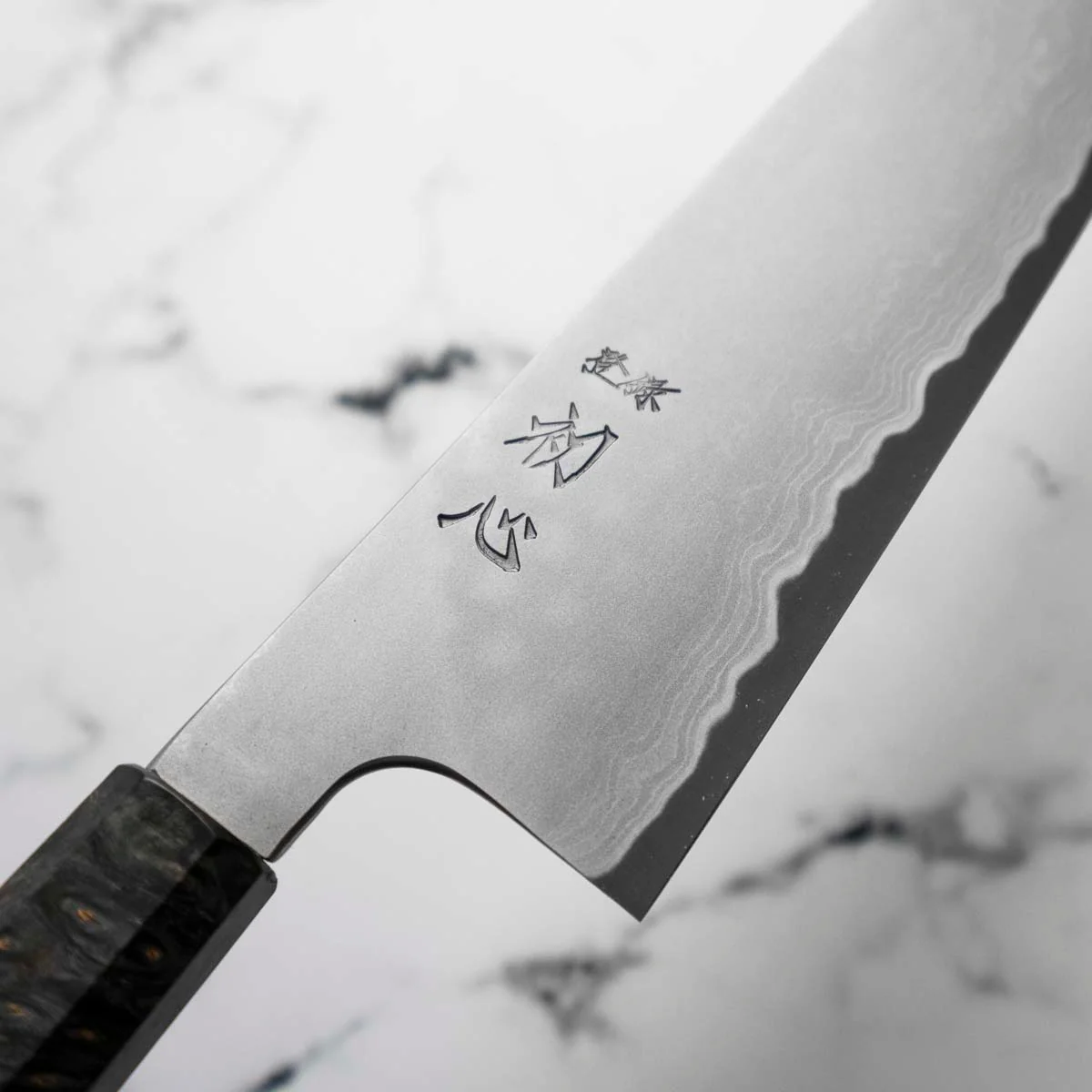 Hatsukokoro Blue 1 Damascus Gyuto 210mm - Turquoise - Image 3