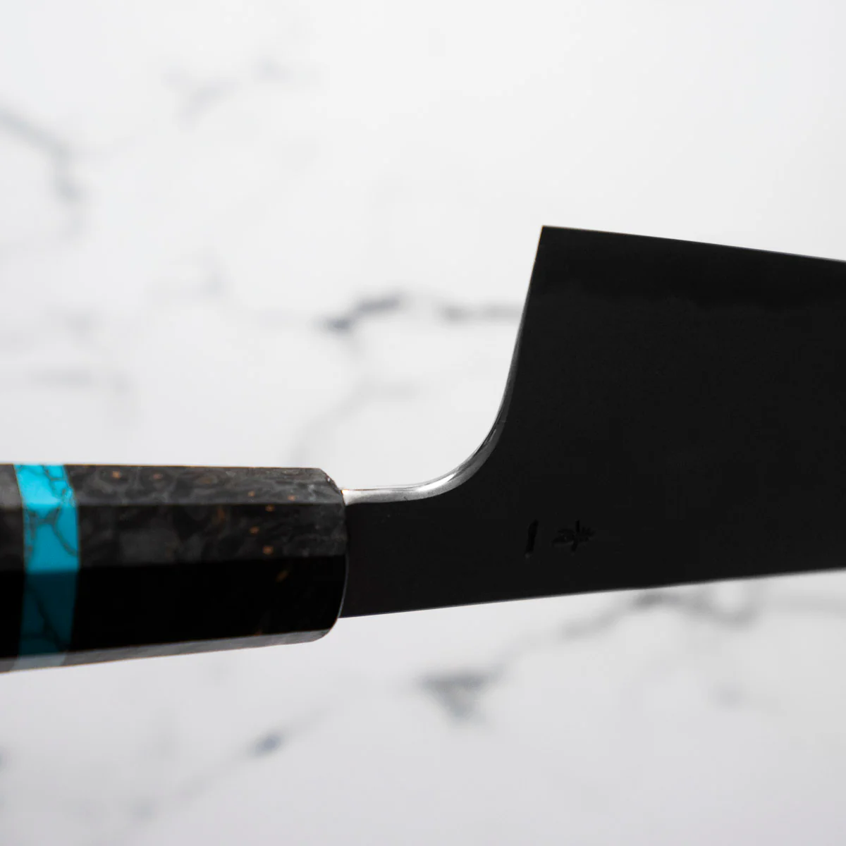 Hatsukokoro Blue 1 Damascus Gyuto 210mm - Turquoise - Image 6
