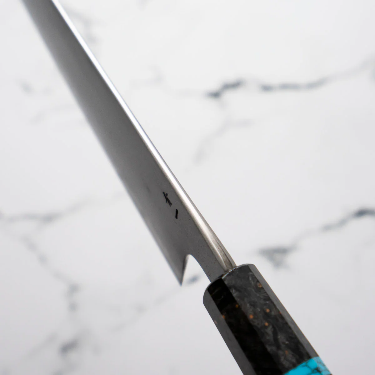 Hatsukokoro Blue 1 Damascus Gyuto 210mm - Turquoise - Image 9