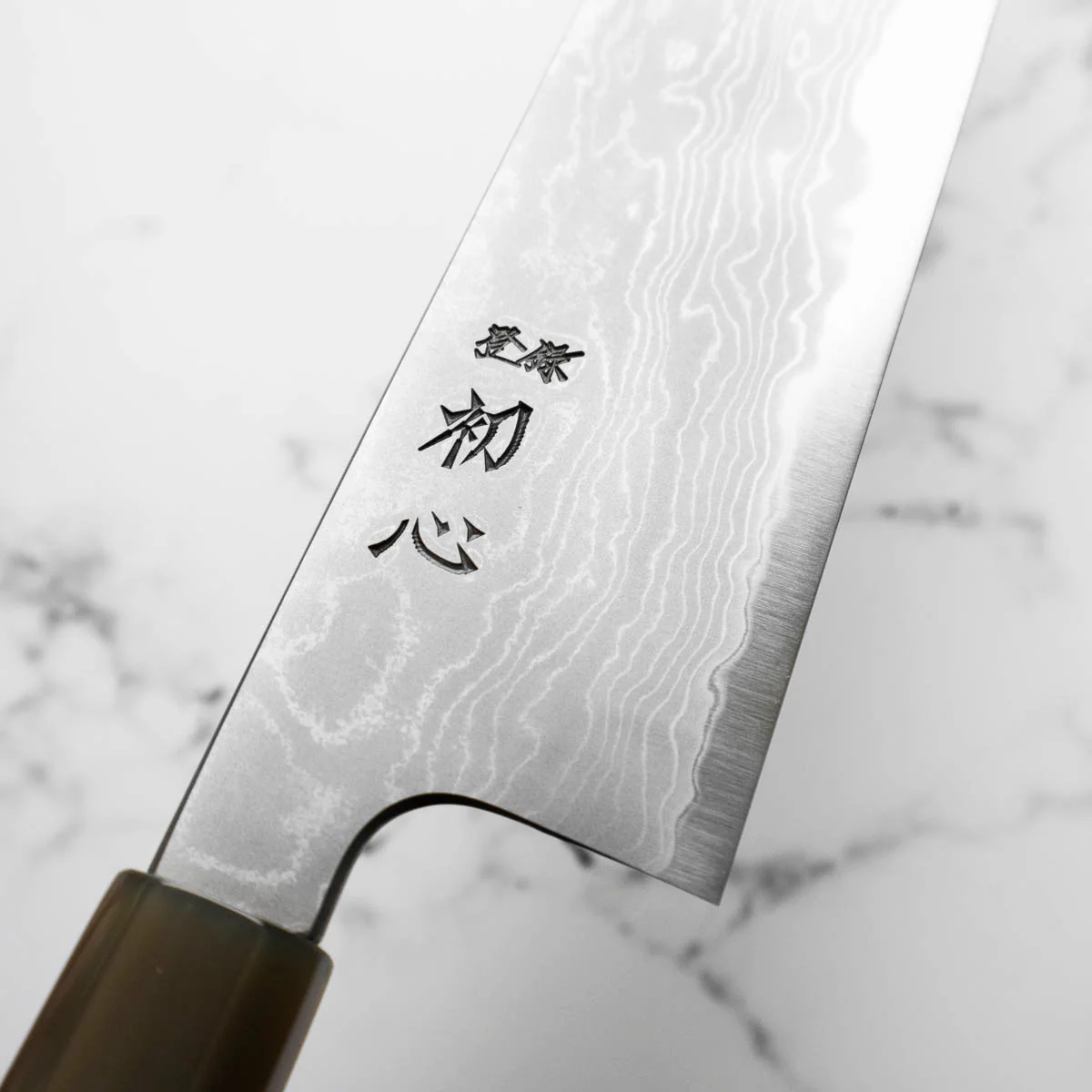 Hatsukokoro Blue 1 Damascus Gyuto 240mm - Image 5