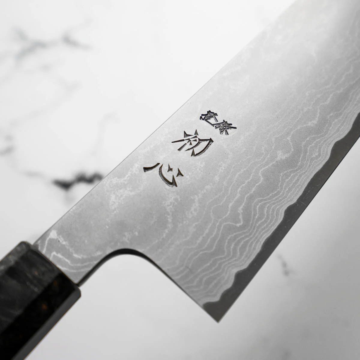 Hatsukokoro Blue 1 Damascus Gyuto 240mm - Turquoise - Image 4