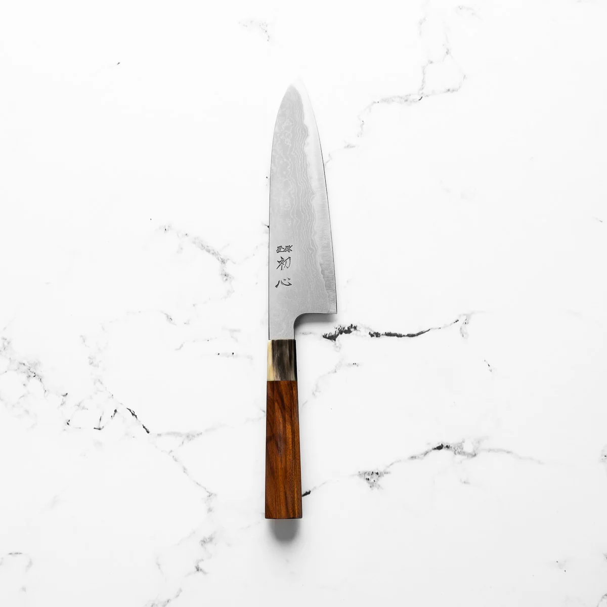 Hatsukokoro Blue 1 Damascus Santoku 180mm - Image 4