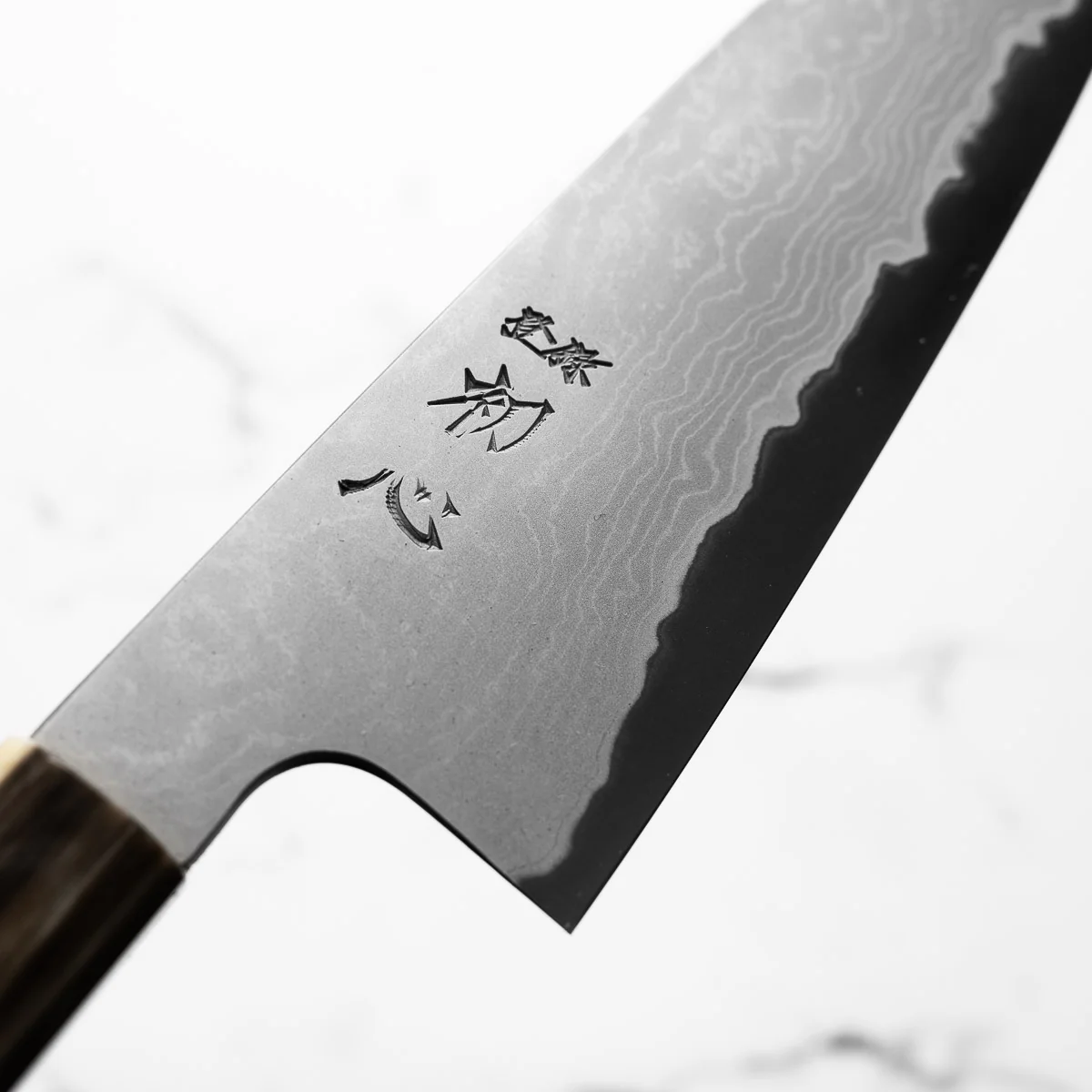 Hatsukokoro Blue 1 Damascus Santoku 180mm - Image 8