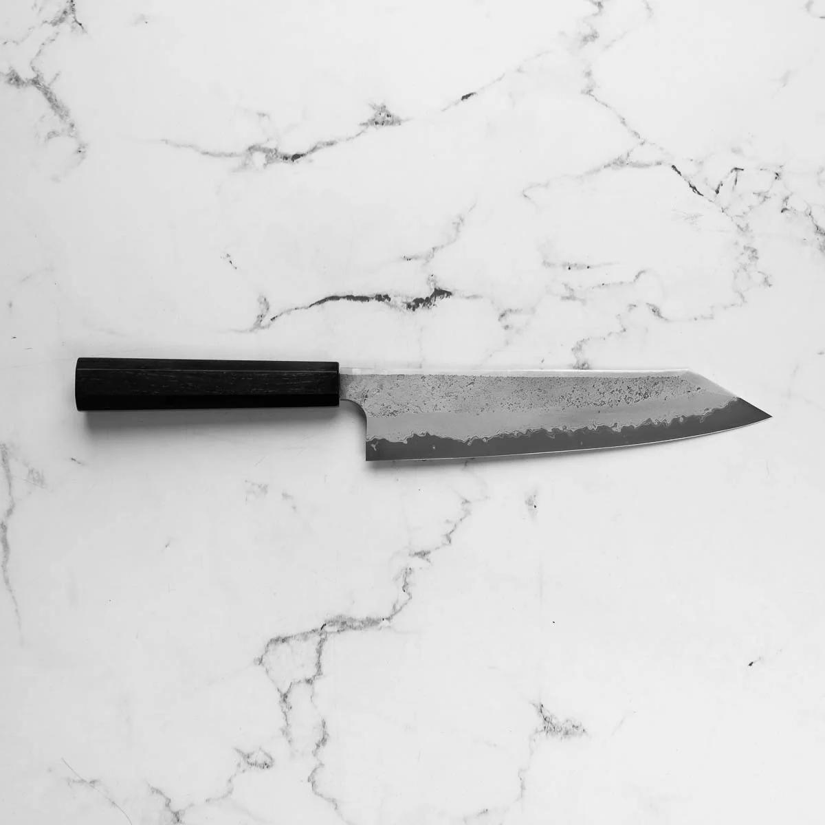 Hatsukokoro Ryusui (Unbranded) Blue 2 Damascus Kiritsuke Gyuto 240mm - Ebony - Image 4