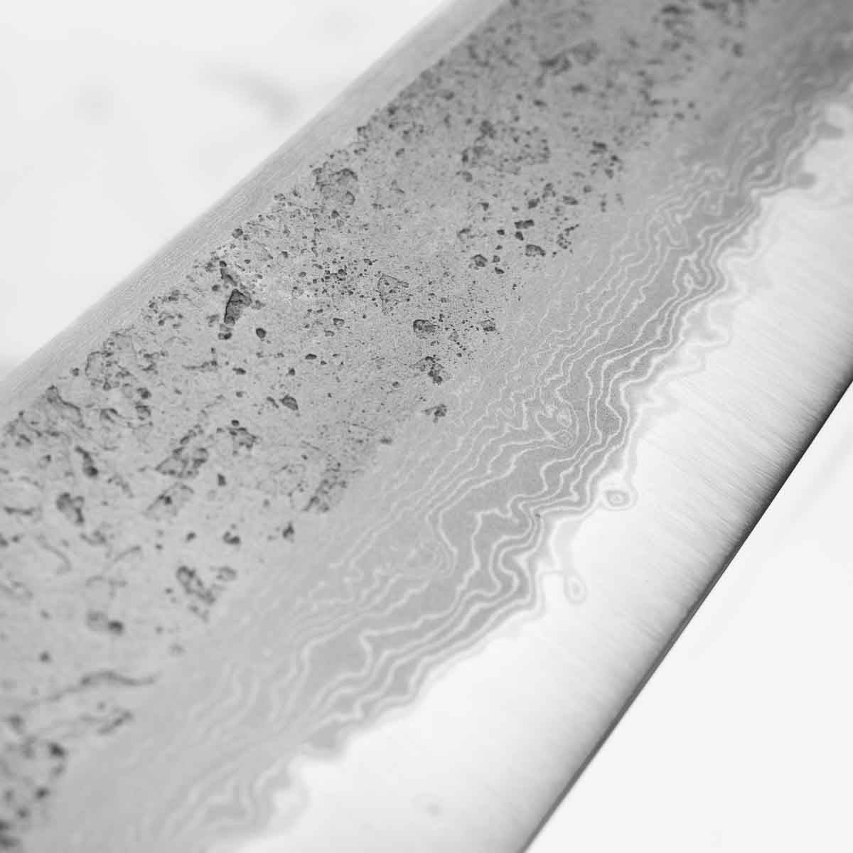 Hatsukokoro Ryusui (Unbranded) Blue 2 Damascus Kiritsuke Gyuto 240mm - Ebony - Image 6