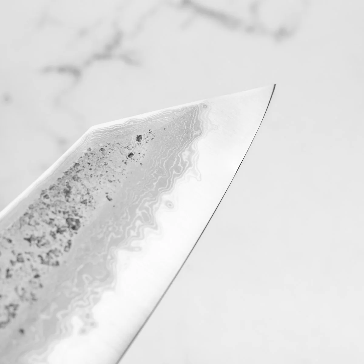Hatsukokoro Ryusui (Unbranded) Blue 2 Damascus Kiritsuke Gyuto 240mm - Ebony - Image 7