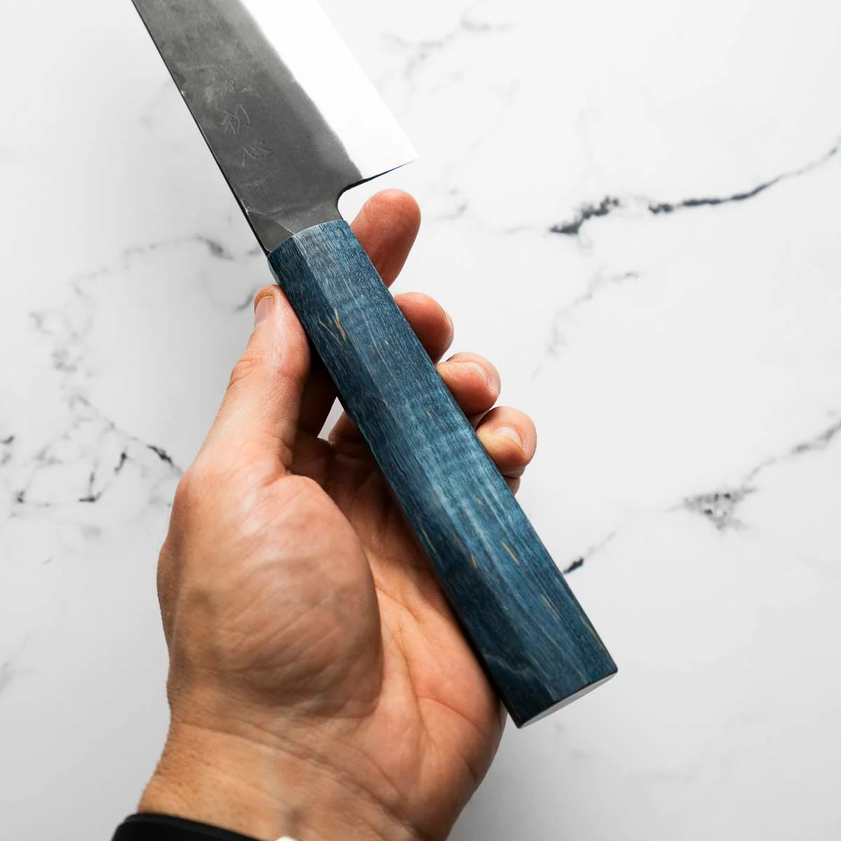 Hatsukokoro Blue 2 Kurouchi Gyuto 210mm - Blue - Image 6