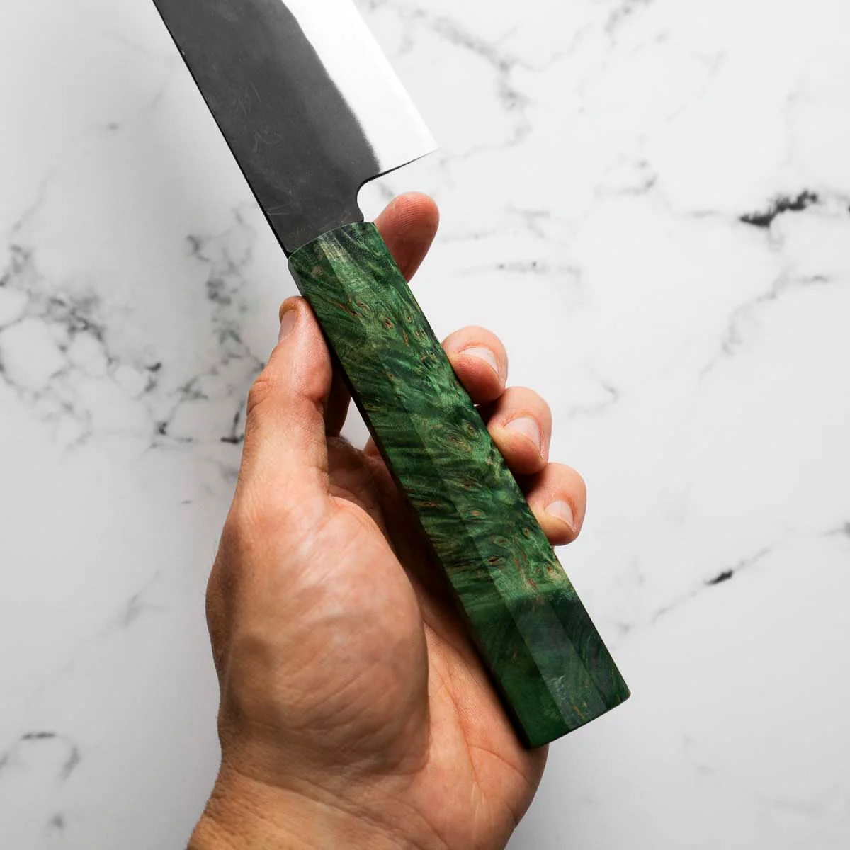Hatsukokoro Blue 2 Kurouchi Gyuto 210mm - Green - Image 5