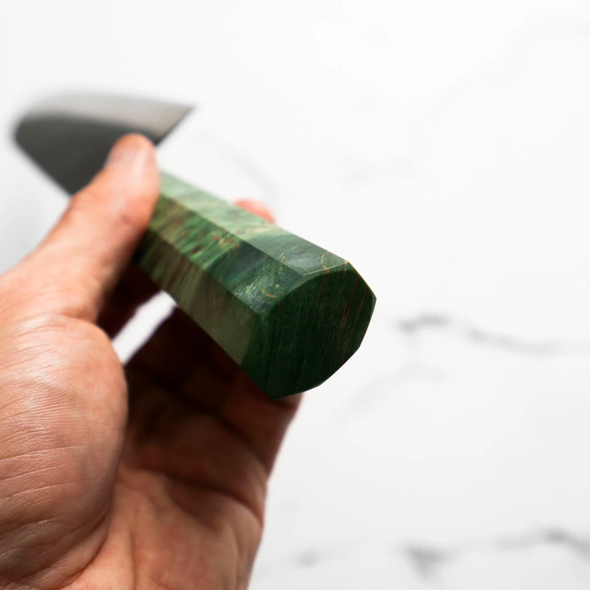 Hatsukokoro Blue 2 Kurouchi Gyuto 210mm - Green - Image 8