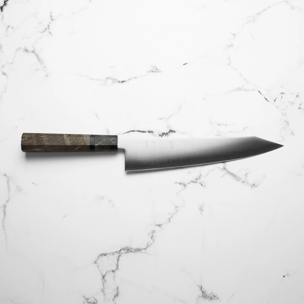 Hatsukokoro Hayabusa ATS34 3 Layer Kiritsuke Gyuto 240mm - Dark Maple - Image 7