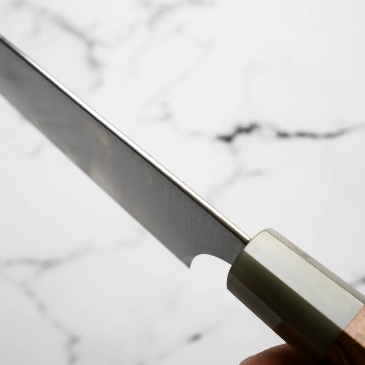 Hatsukokoro Hayabusa Blue Super Santoku 180mm - Quince - Image 6