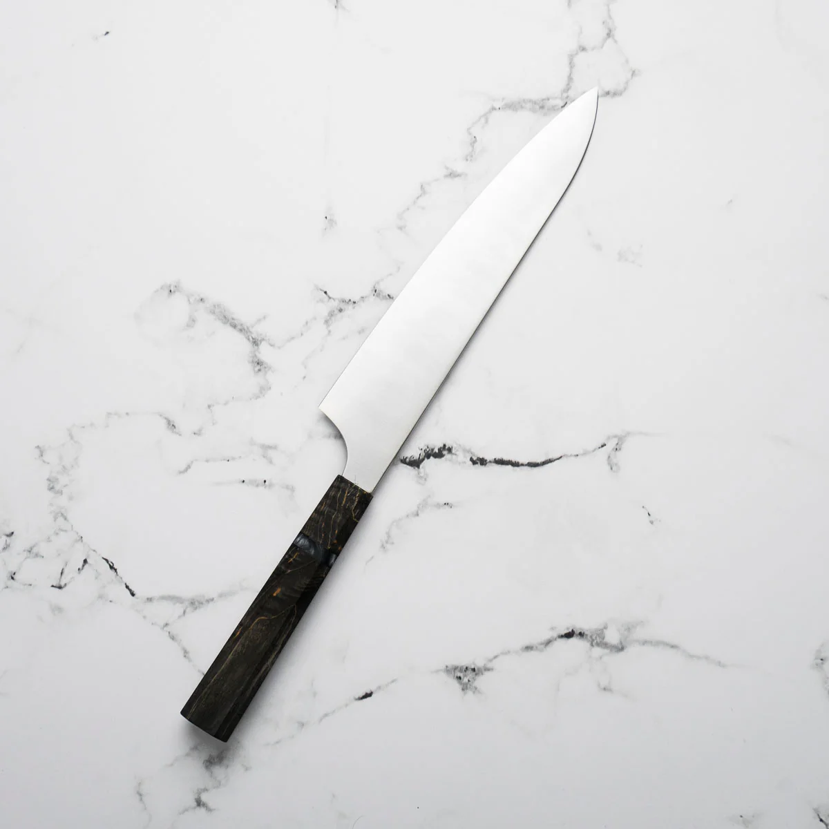 Hatsukokoro Hayabusa Blue Super Gyuto 210mm - Dark Maple - Image 3