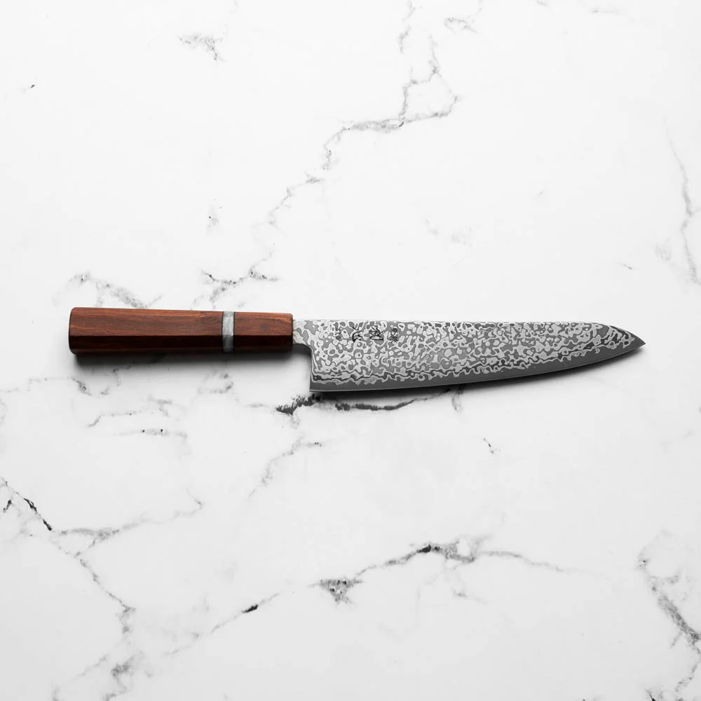 Hatsukokoro Hikari SLD Damascus Kurozome Gyuto 195mm - Sandalwood - Image 4