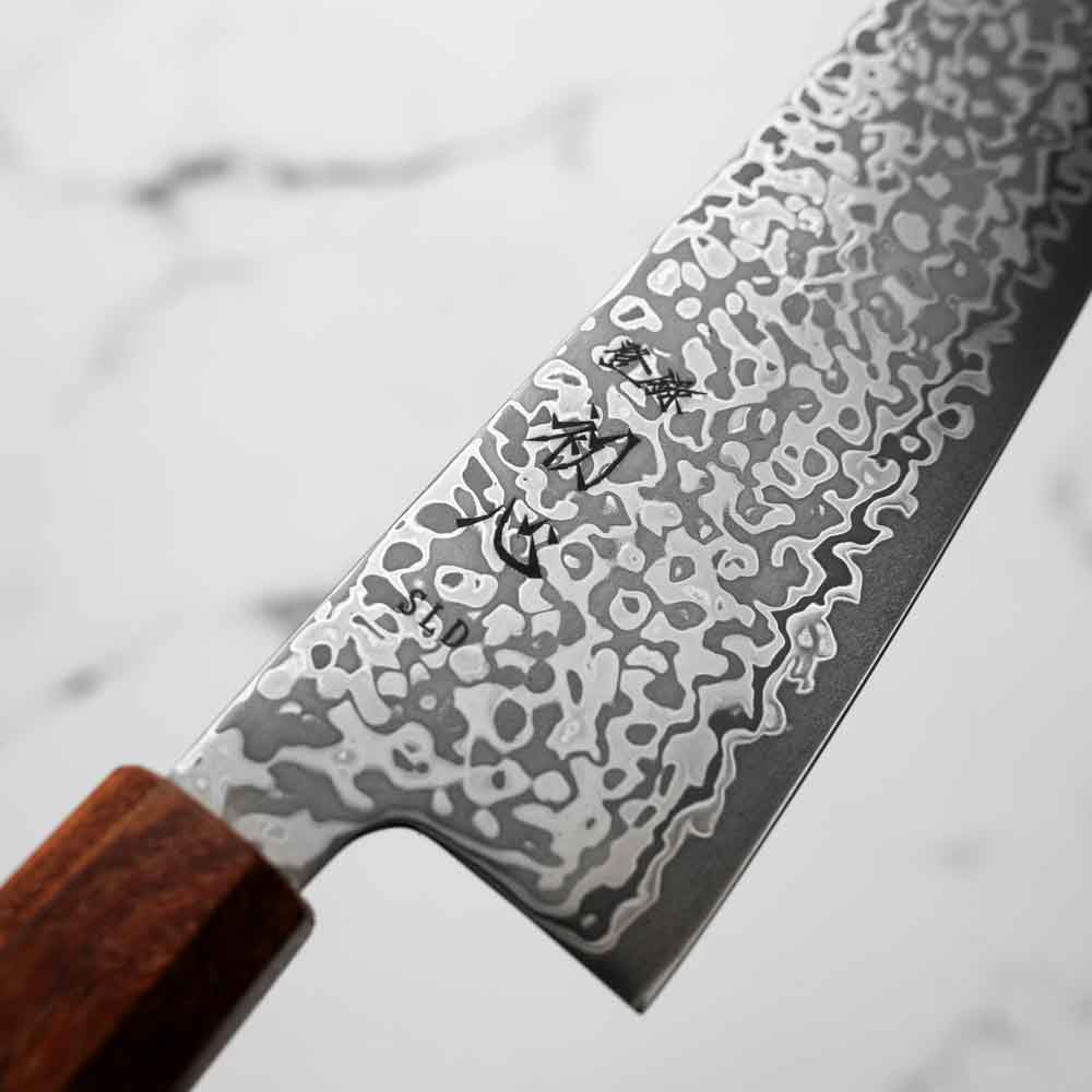 Hatsukokoro Hikari SLD Damascus Kurozome Gyuto 195mm - Sandalwood - Image 5