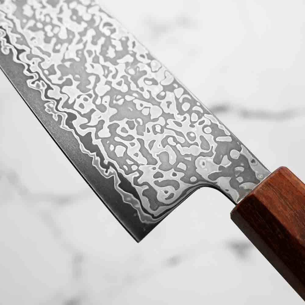 Hatsukokoro Hikari SLD Damascus Kurozome Gyuto 195mm - Sandalwood - Image 6