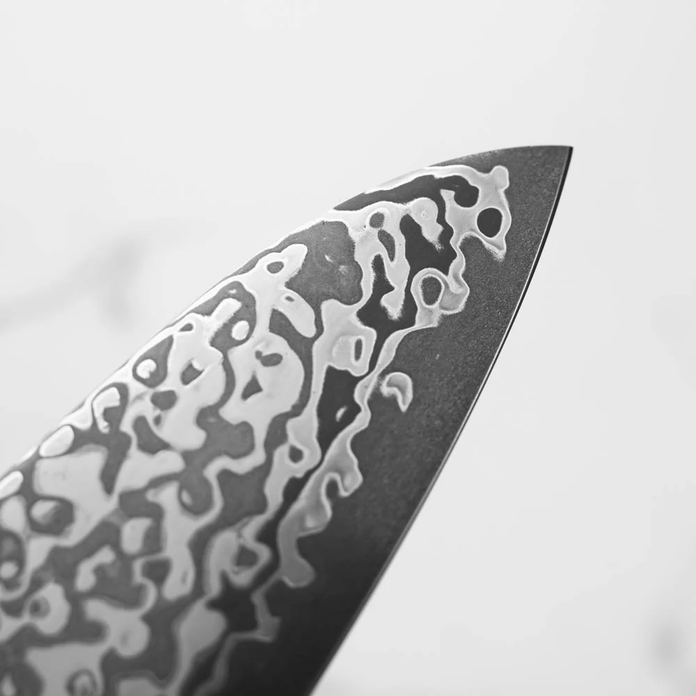 Hatsukokoro Hikari SLD Damascus Kurozome Gyuto 195mm - Sandalwood - Image 7