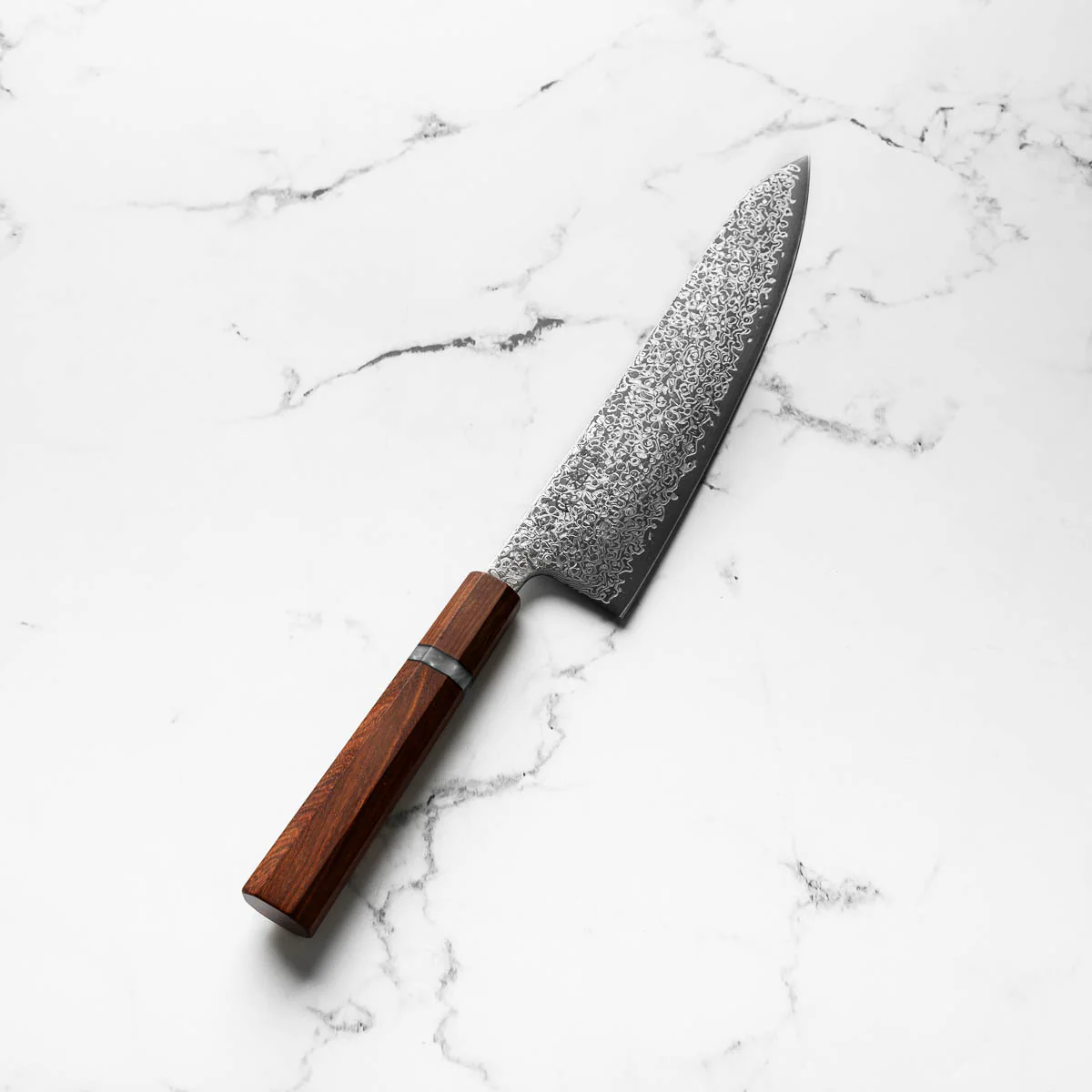 Hatsukokoro Hikari SLD Damascus Kurozome Gyuto 210mm - Sandalwood - Image 2