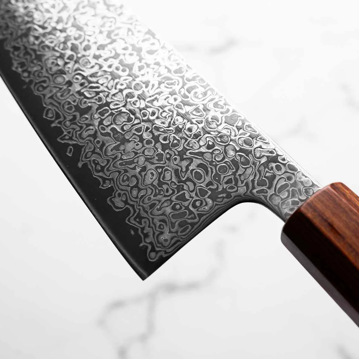 Hatsukokoro Hikari SLD Damascus Kurozome Gyuto 210mm - Sandalwood - Image 6