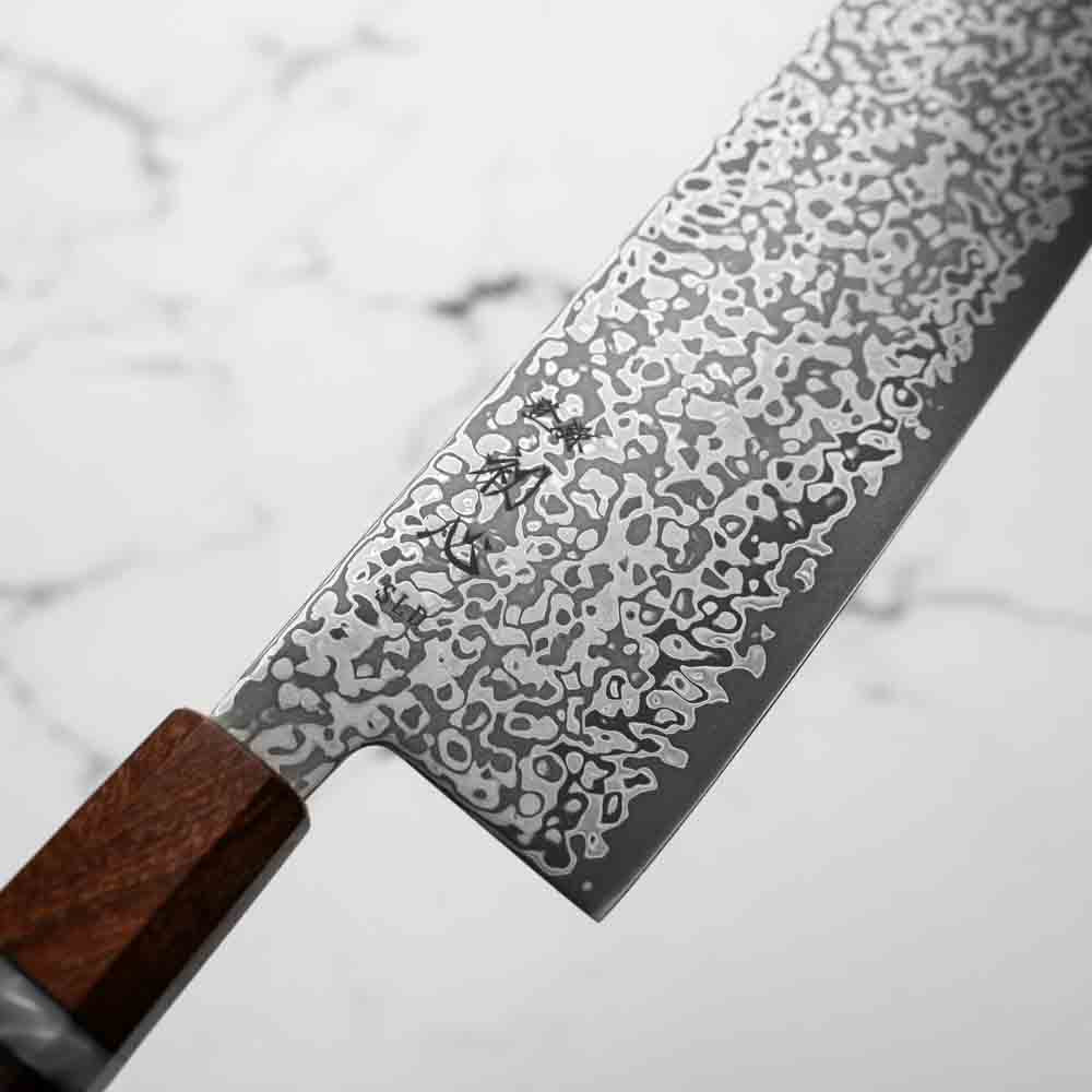 Hatsukokoro Hikari SLD Damascus Kurozome Nakiri 160mm - Sandalwood - Image 5