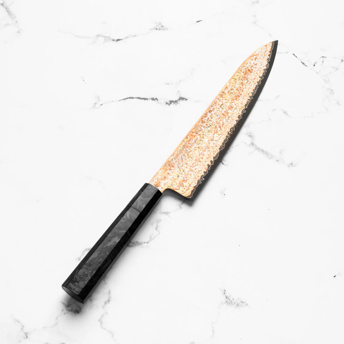 Hatsukokoro Hinotori V-Toku 2 Rainbow Damascus Gyuto 240mm - Dark Carbon Fibre - Image 2