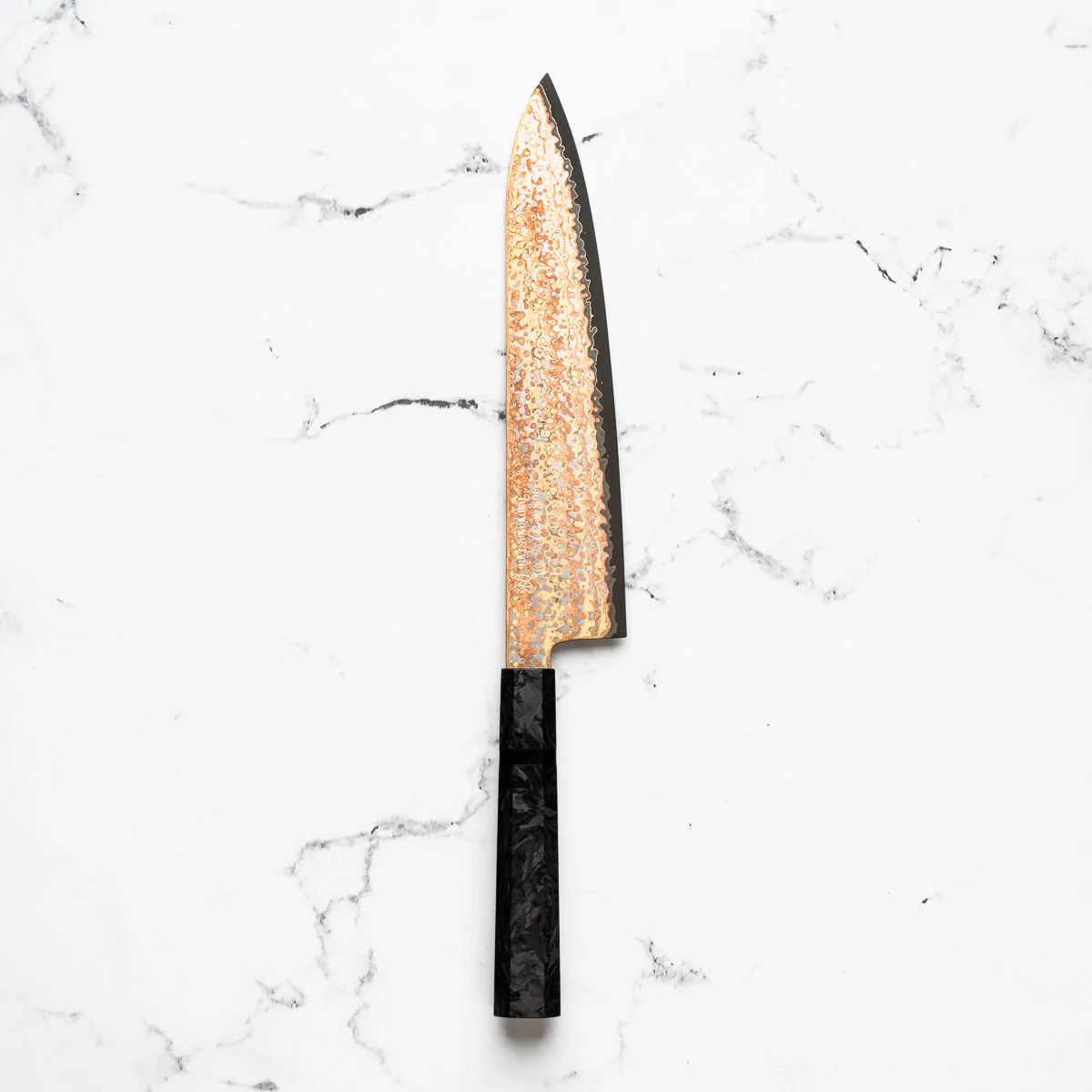 Hatsukokoro Hinotori V-Toku 2 Rainbow Damascus Gyuto 240mm - Dark Carbon Fibre - Image 3