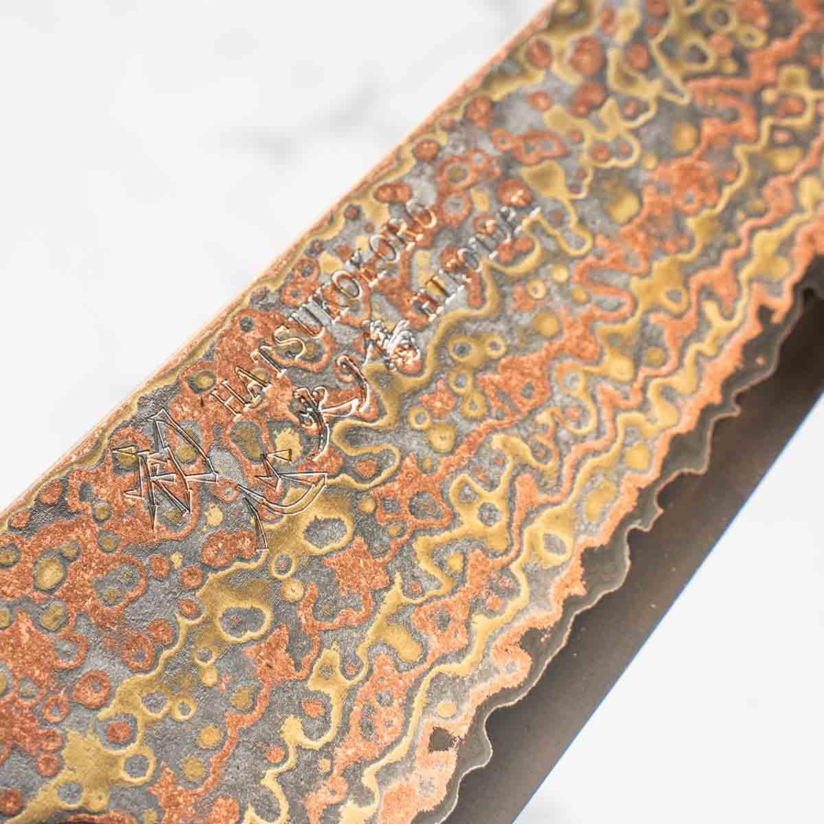 Hatsukokoro Hinotori V-Toku 2 Rainbow Damascus Gyuto 240mm - Dark Carbon Fibre - Image 5
