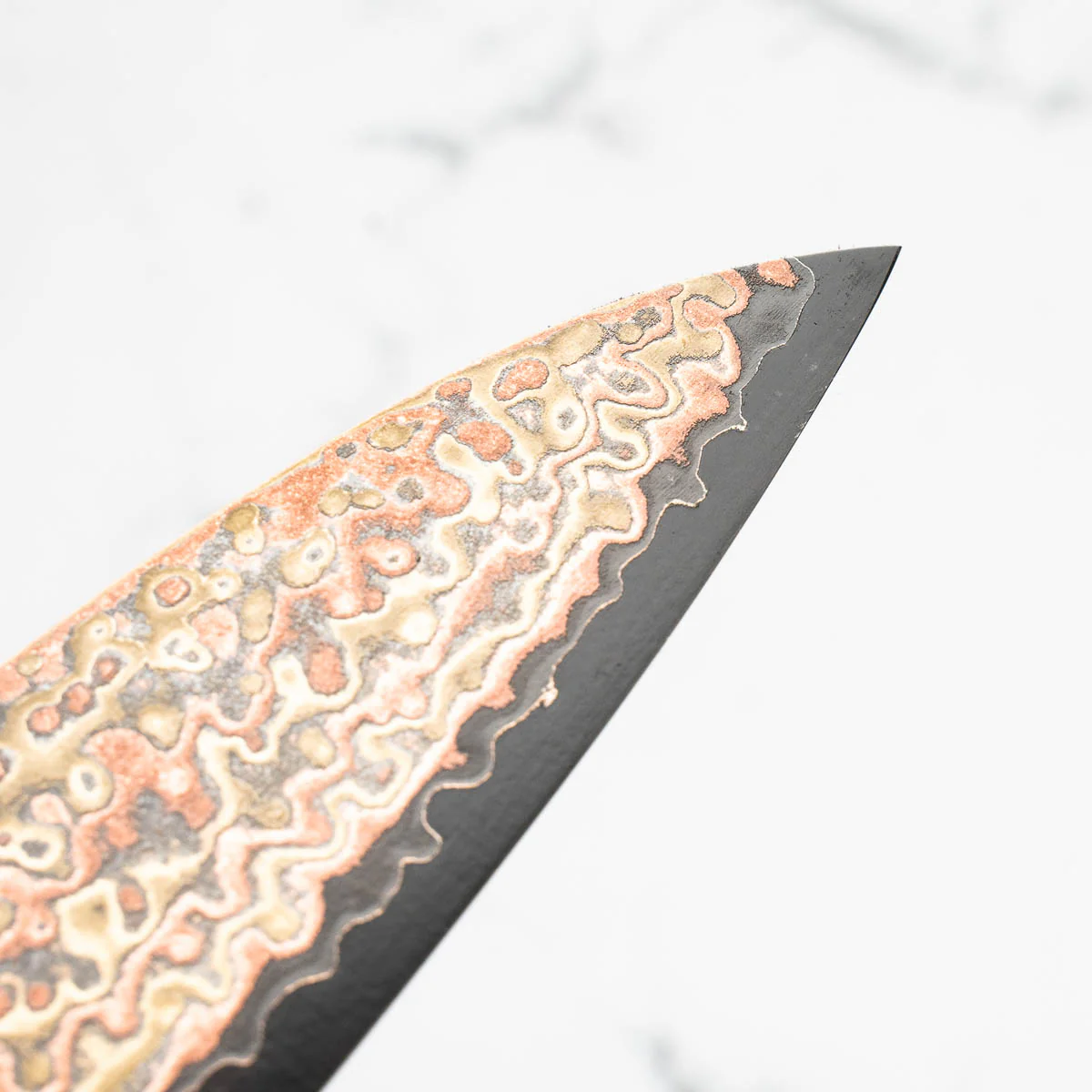 Hatsukokoro Hinotori V-Toku 2 Rainbow Damascus Gyuto 240mm - Dark Carbon Fibre - Image 7