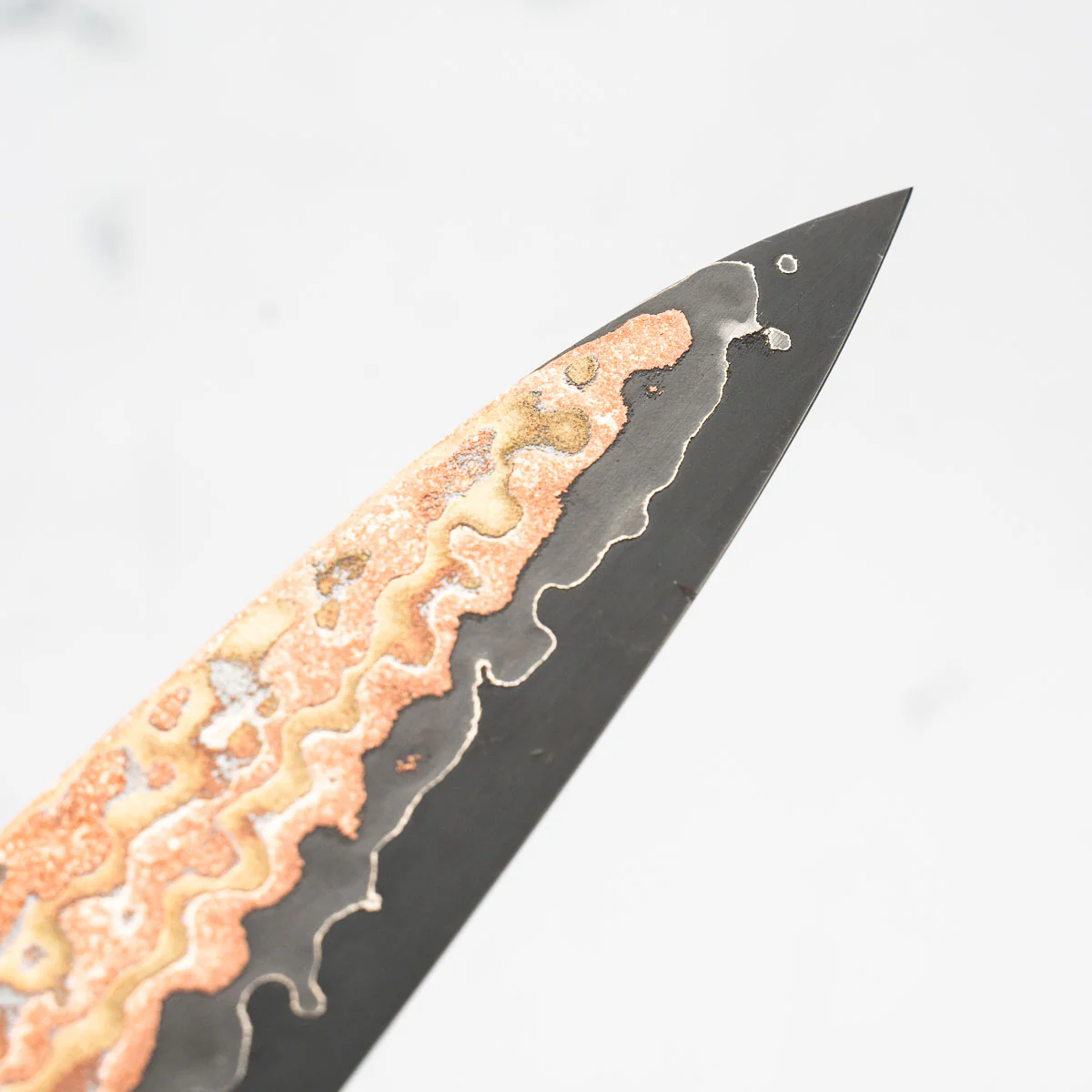 Hatsukokoro Hinotori V-Toku 2 Rainbow Damascus Petty 150mm - Dark Carbon Fibre - Image 7