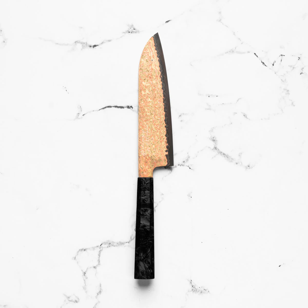 Hatsukokoro Hinotori V-Toku 2 Rainbow Damascus Santoku 180mm - Dark Carbon Fibre - Image 3
