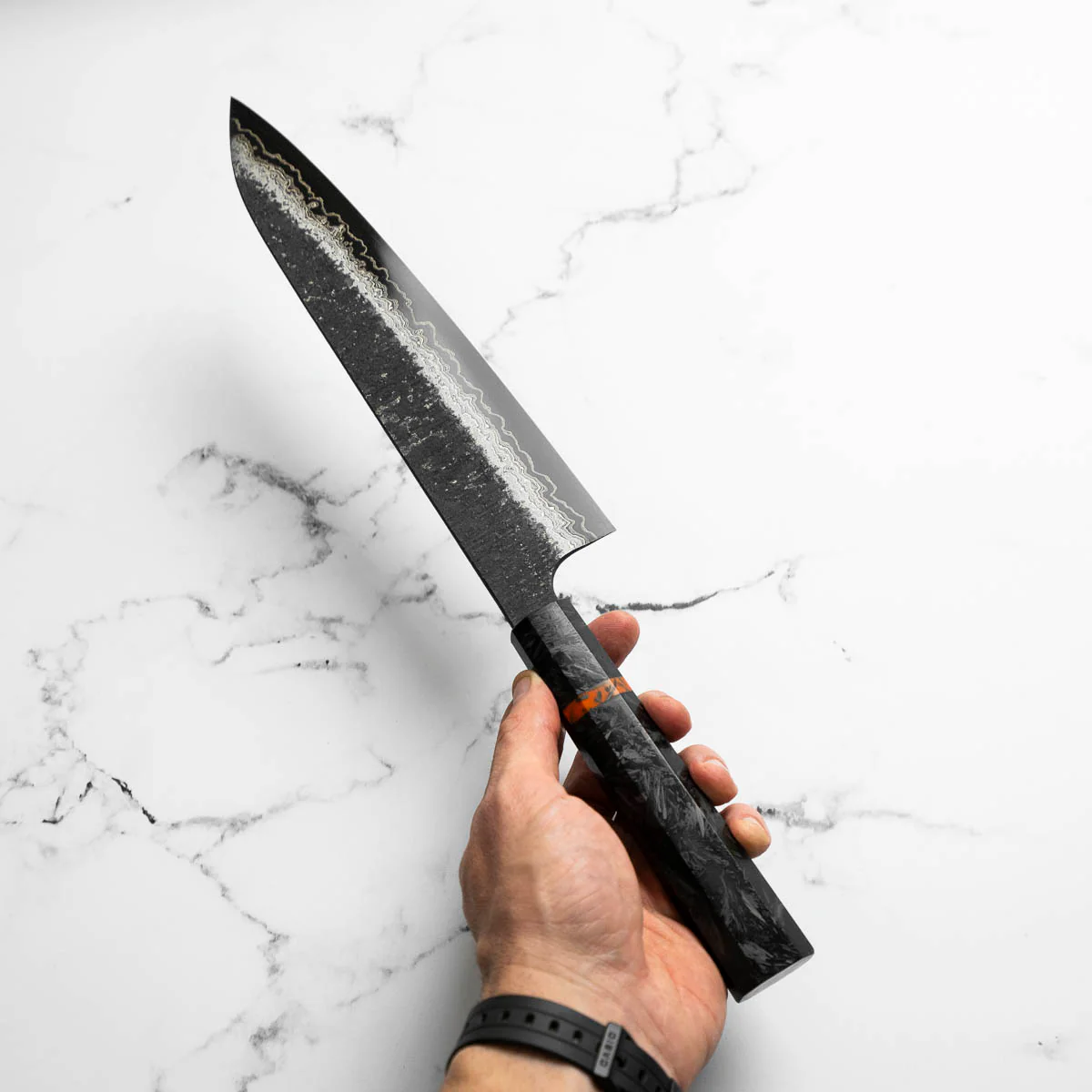 Hatsukokoro Itadaki Blue 2 + White 2 Coreless Kurouchi Tsuchime Gyuto 240mm - Image 11
