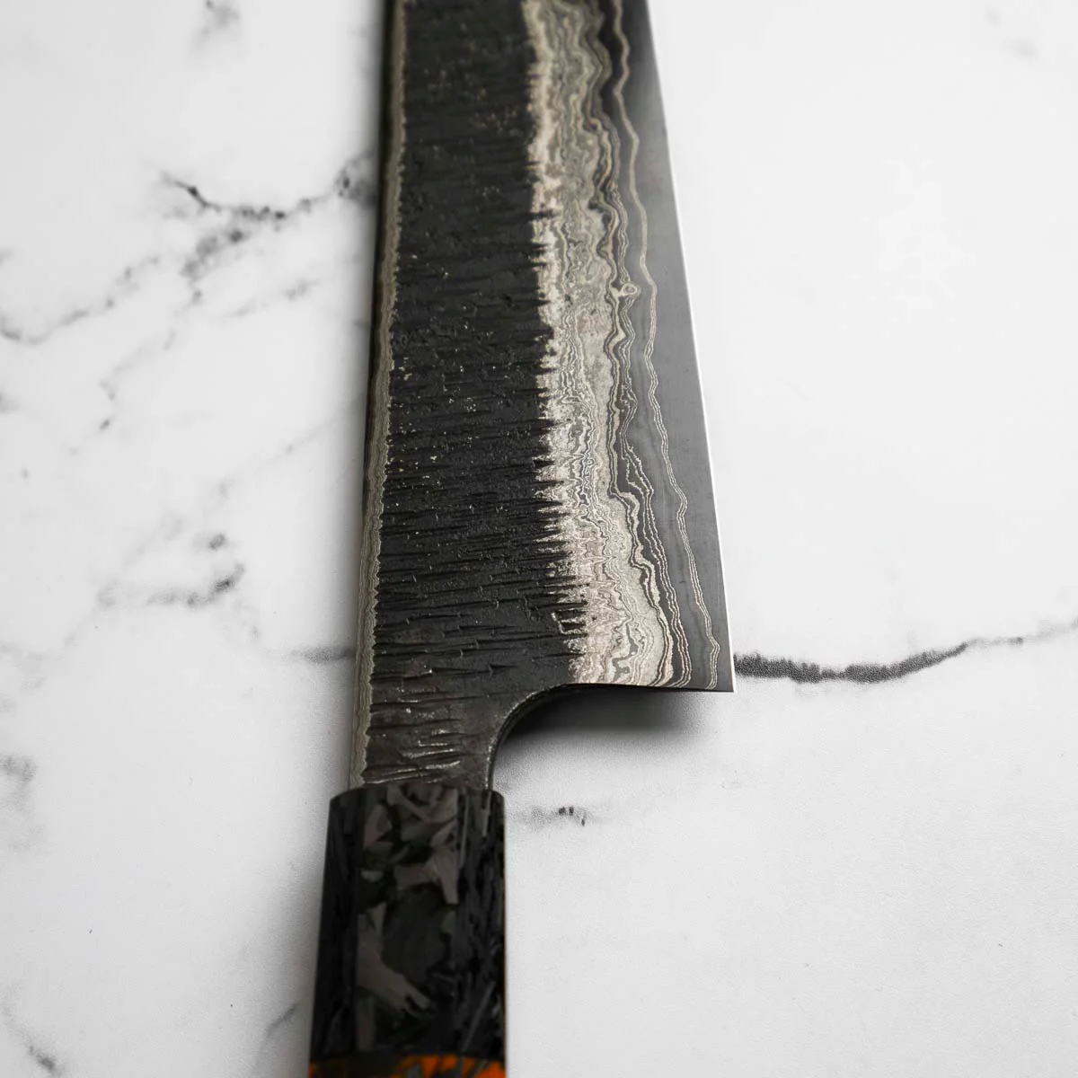 Hatsukokoro Itadaki Blue 2 + White 2 Coreless Kurouchi Tsuchime Kiritsuke Gyuto 240mm - Image 5