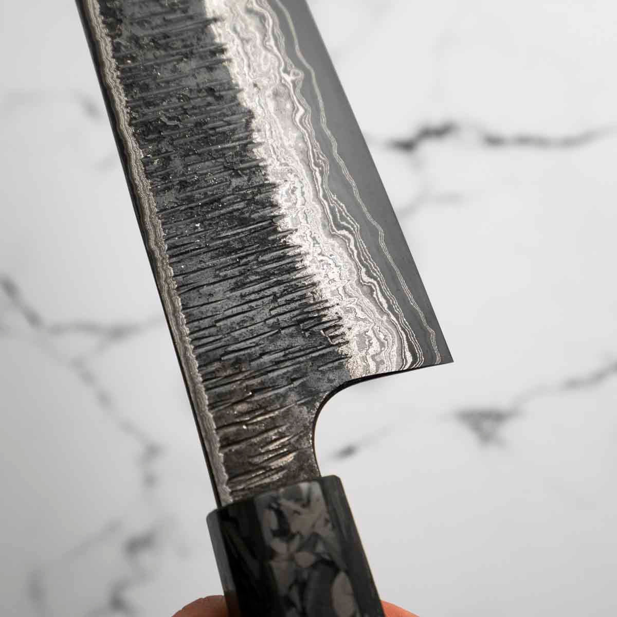 Hatsukokoro Itadaki Blue 2 + White 2 Coreless Kurouchi Tsuchime Kiritsuke Gyuto 240mm - Image 8