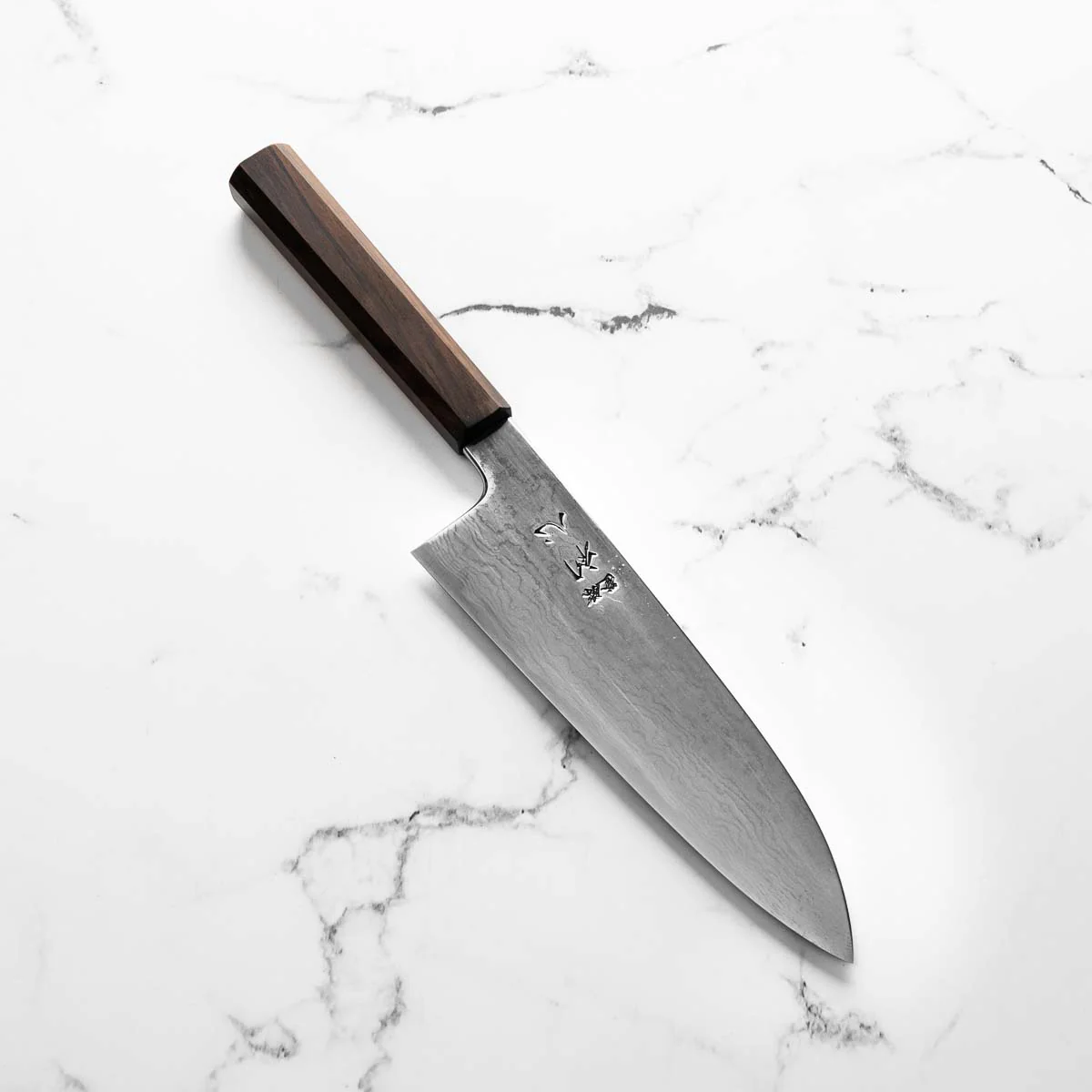 Hatsukokoro Komorebi Damascus B Grade BF25 Santoku 180mm - Ebony - Image 2