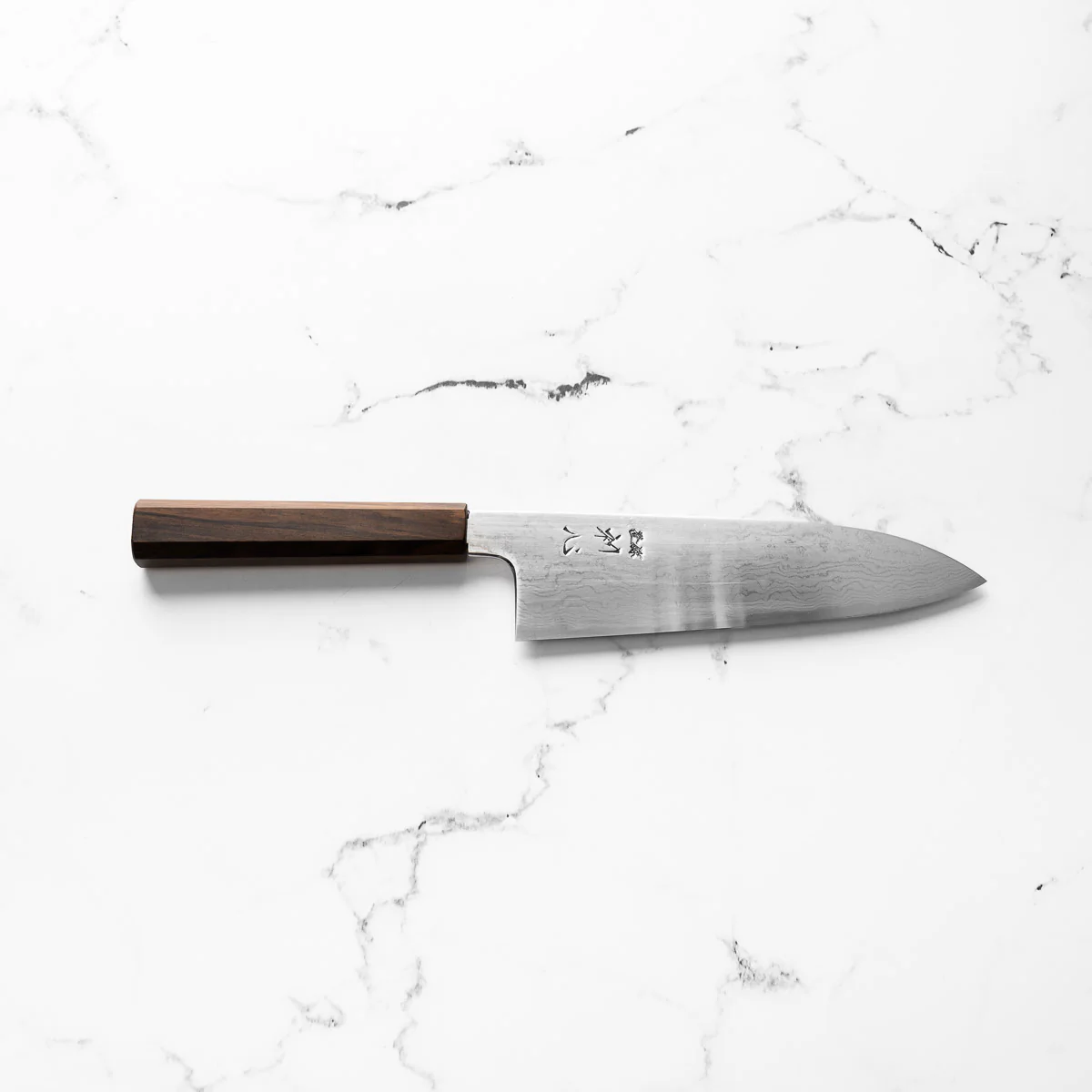 Hatsukokoro Komorebi Damascus B Grade BF25 Santoku 180mm - Ebony - Image 4