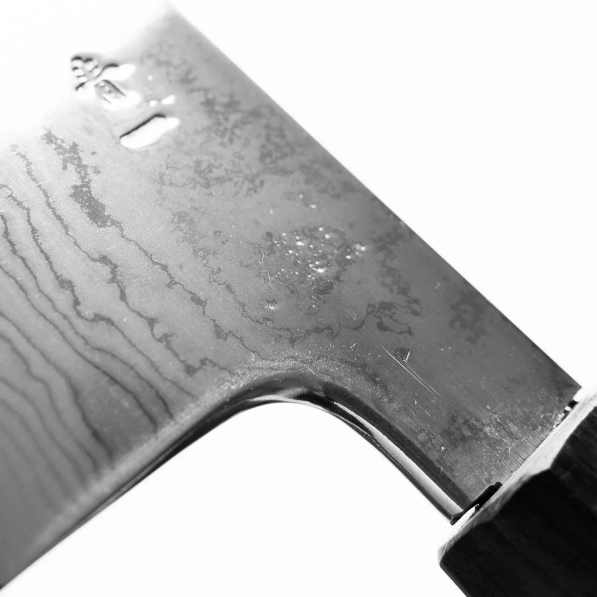 Hatsukokoro Komorebi Damascus B Grade BF25 Santoku 180mm - Ebony - Image 6