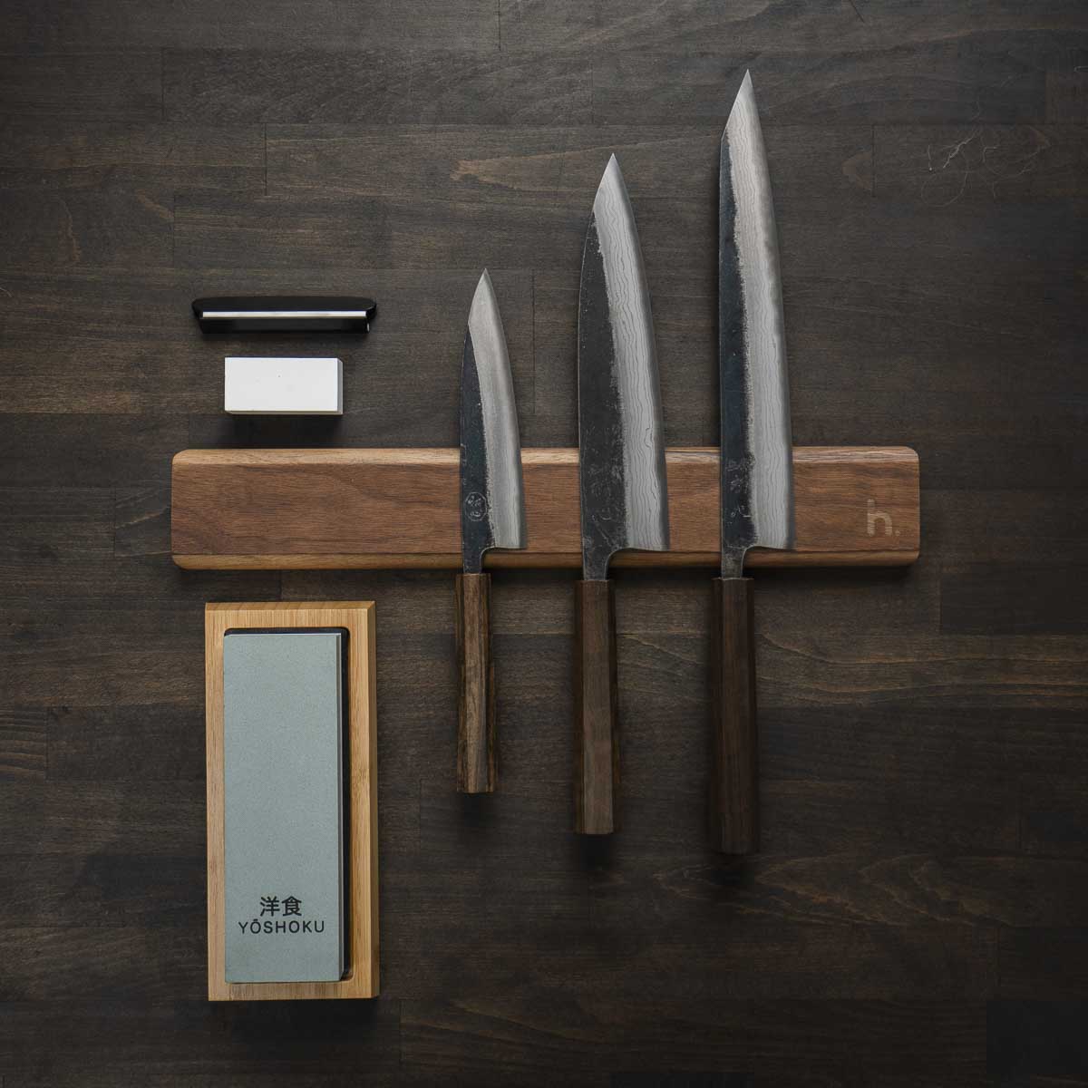 Hatsukokoro Kumokage Blue 2 - 3 Knife Set with Magnetic Strip - Image 4