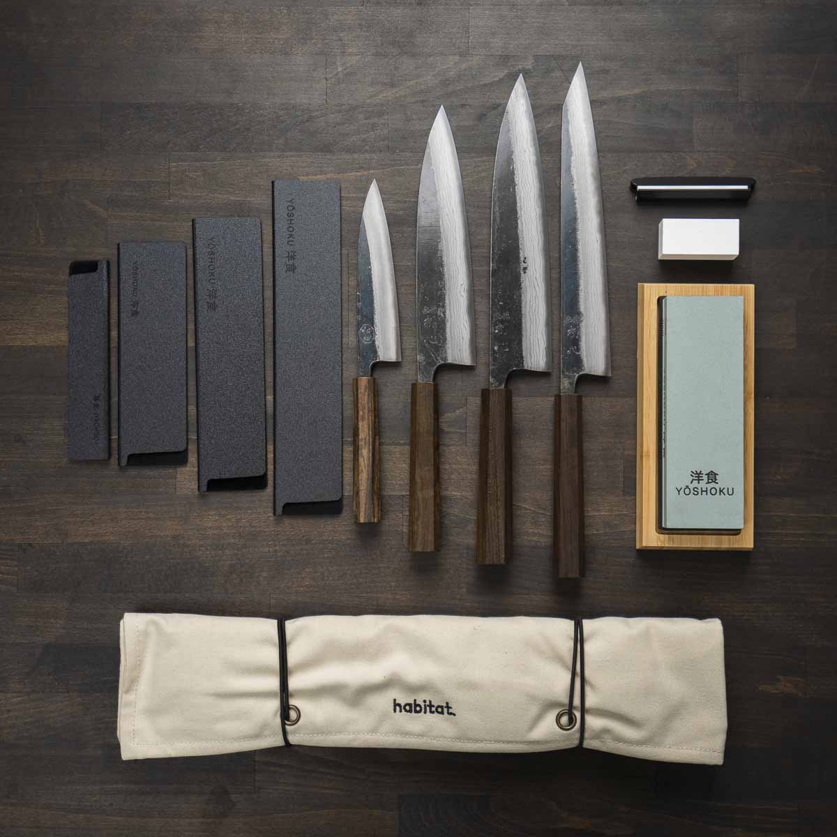 Hatsukokoro Kumokage Blue 2 - 4 Knife Set with Knife Roll - Image 6