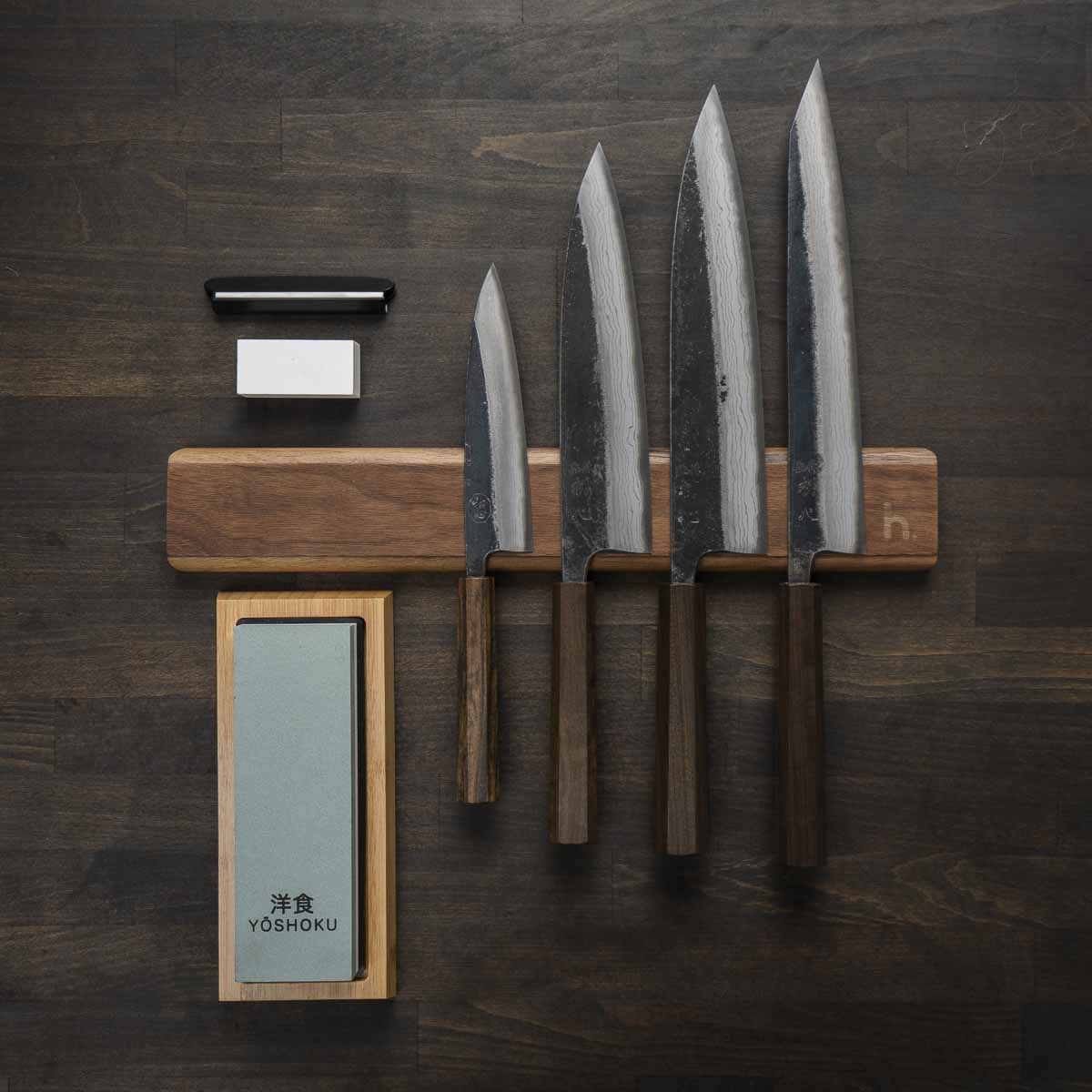 Hatsukokoro Kumokage Blue 2 - 4 Knife Set with Magnetic Strip - Image 3