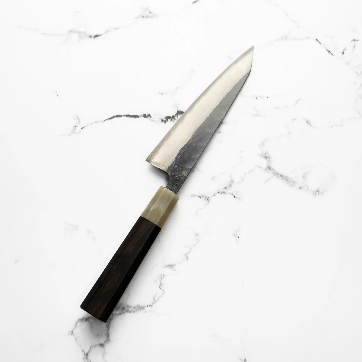 Hatsukokoro Kumokage Blue 2 Kurouchi Damascus Honesuki 150mm - Ebony & Blonde - Image 8